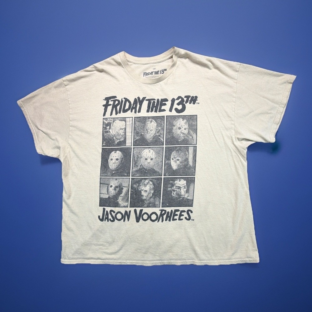 Friday the 13th Jason Voorhees Horror Graphic T-Shirt Beige 3XL